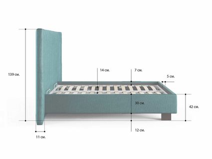 Кровать Сонум Barbara Рогожка Графит (с подъемным механизмом) 200х200