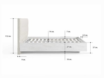 Кровать Сонум Vena Ясень Ориноко + Рогожка Льняная (с подъемным механизмом) 90х190
